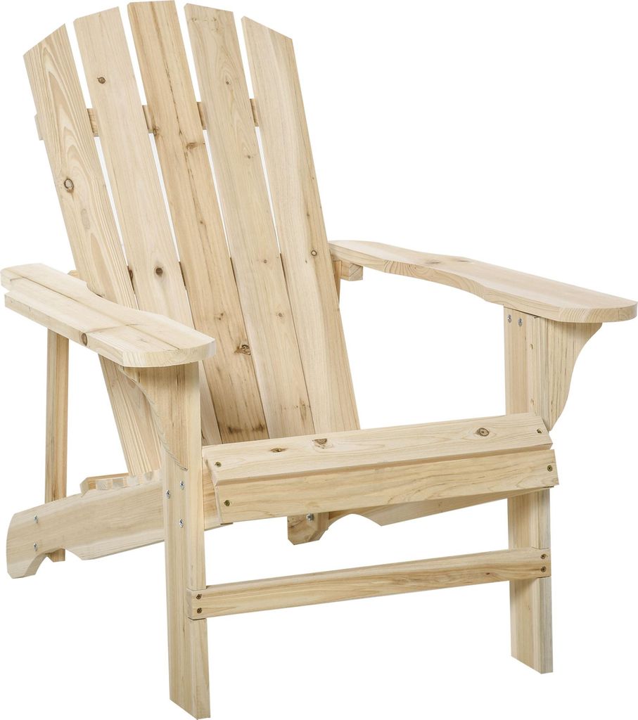 Adirondack Stuhl wetterfest Adirondack Chair aus Holz Outdoor Gartenstuhl mit Hoher Rückenlehne Armlehnen