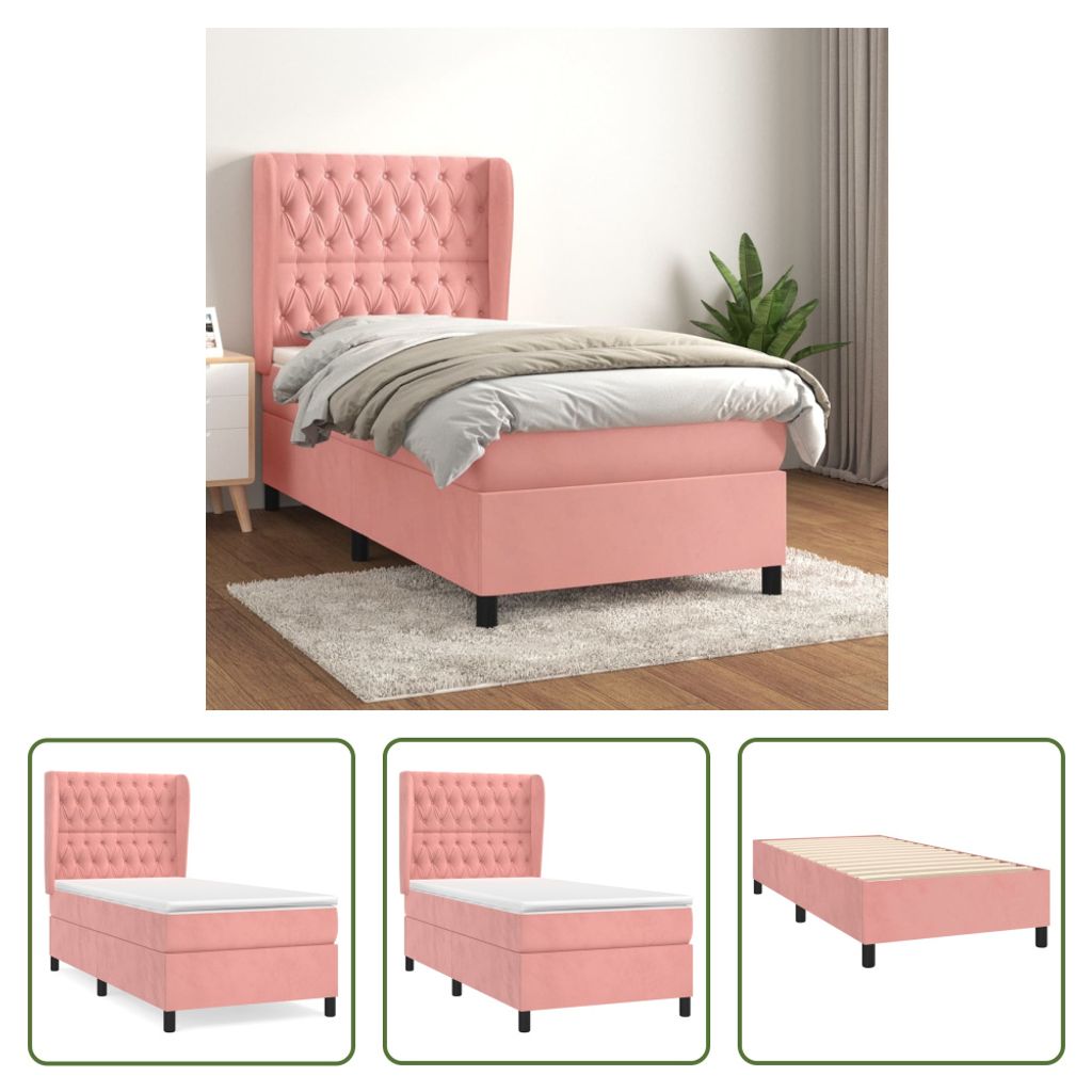 The Living Store Boxspringbett mit Matratze Rosa 80x200 cm Samt