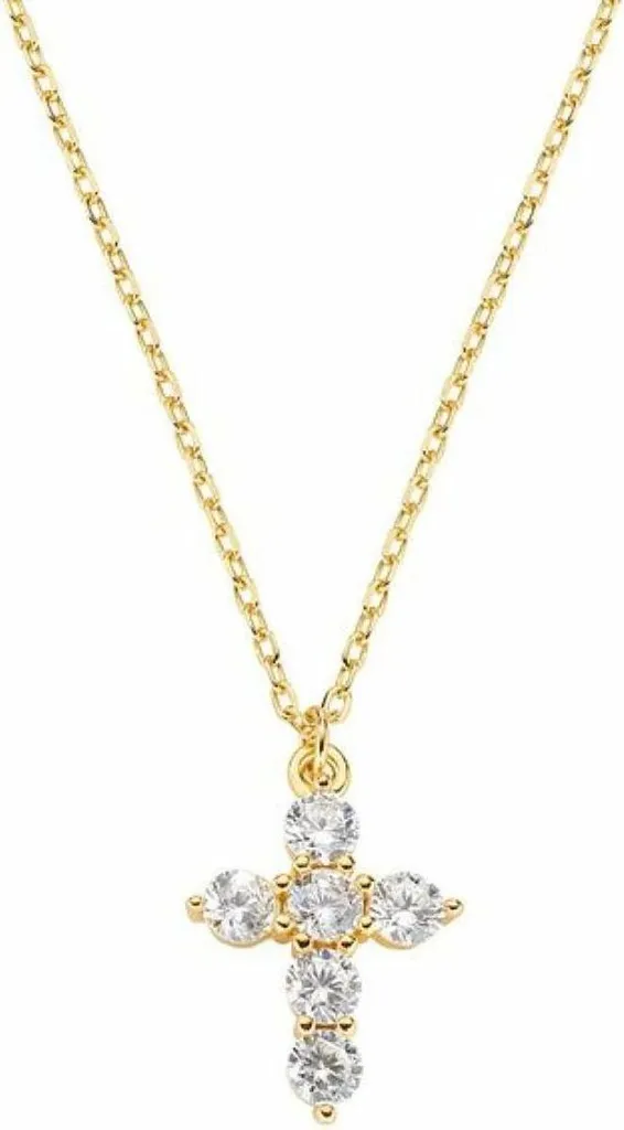 Collier croix orné de zircons blancs Amen CLCRPAGBZ argent or