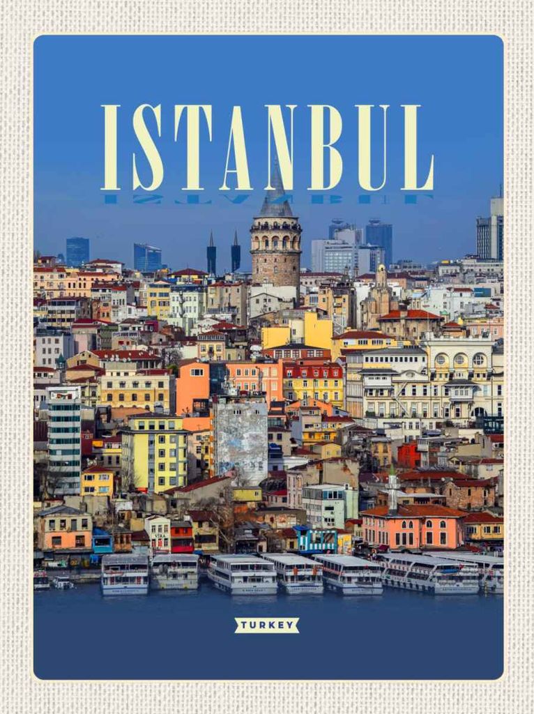 vianmo Holzschild 30x20 cm Istanbul Turkey City Guide Bildmotiv Reisemotiv Abenteuer Reisen