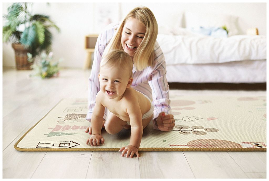 Baby Krabbeldecke Spielmatte Boden Teppich Kind Spielmatte Schutzmatte Baumwolle 