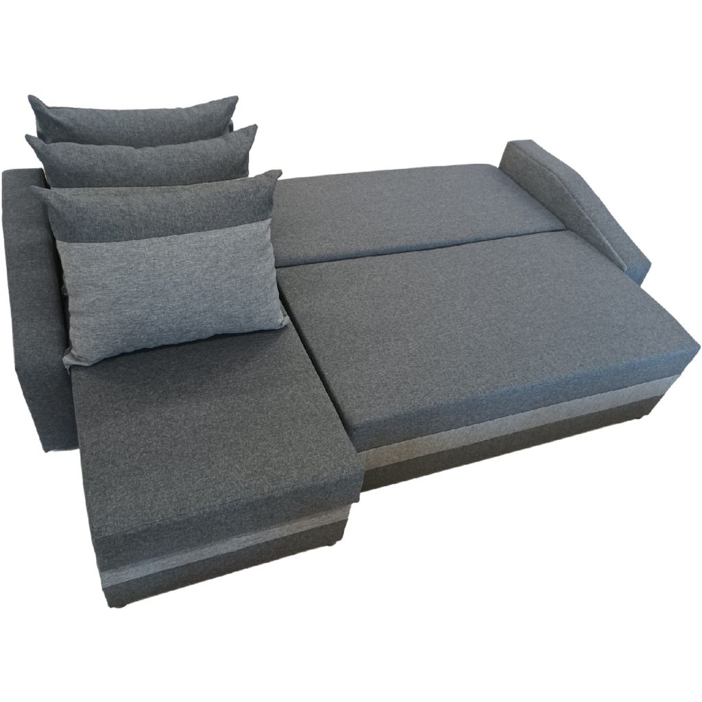 Logan-Ecksofa mit Schlaffunktion und Bettkasten in grau und Produktbild 2