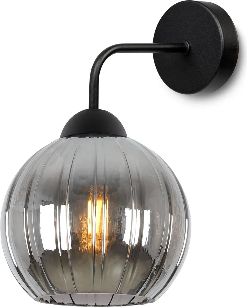 Applique noire moderne à globe graphite E27 pour éclairage chic 12cm - 7