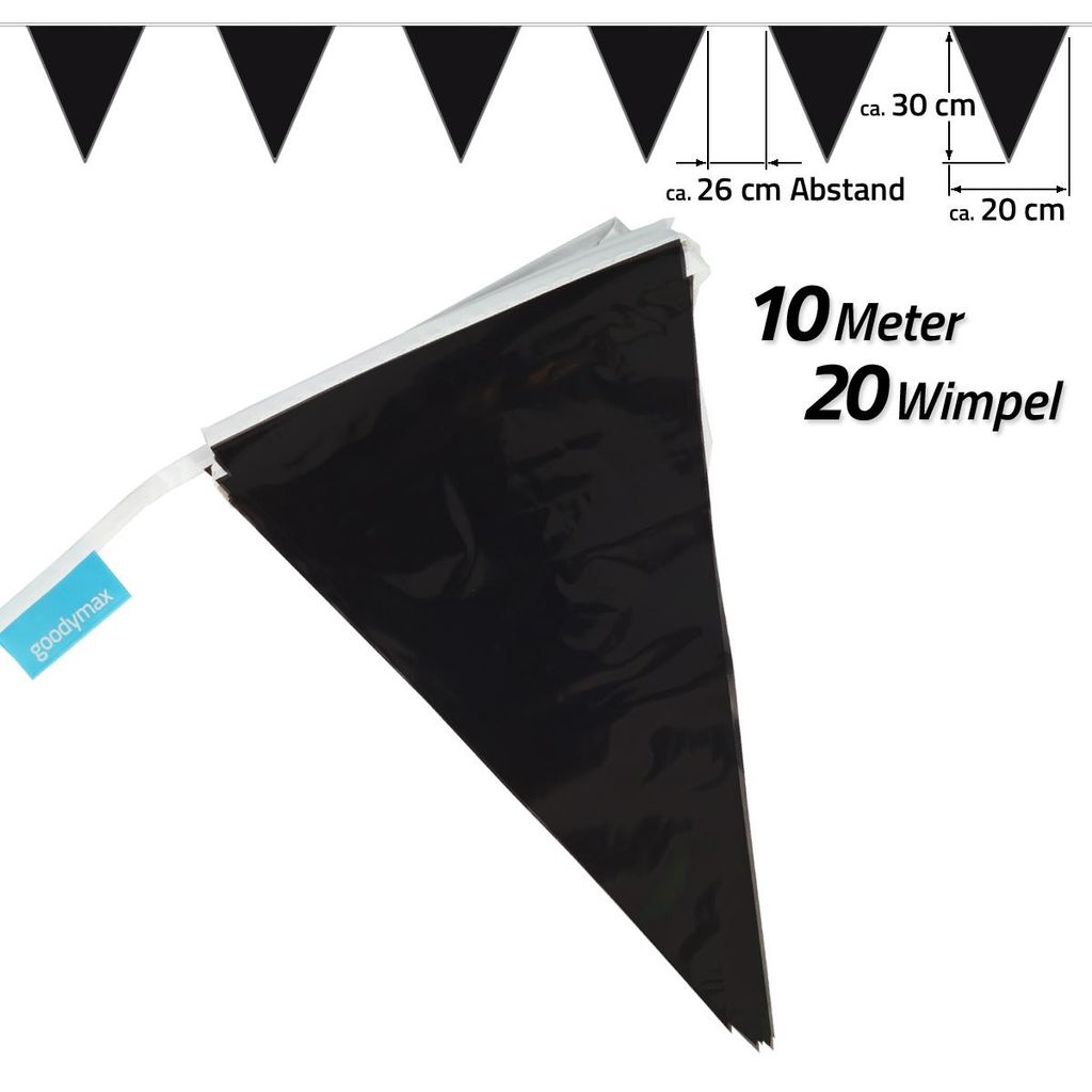 Goodymax® Wimpelkette 10 m Schwarz Produktbild 