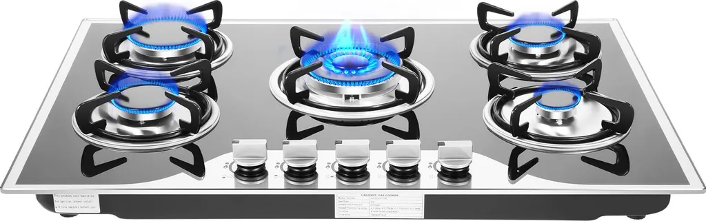 Cuisinière à gaz encastrable verre 5 foyers GPL/GN - Efficacité 63%