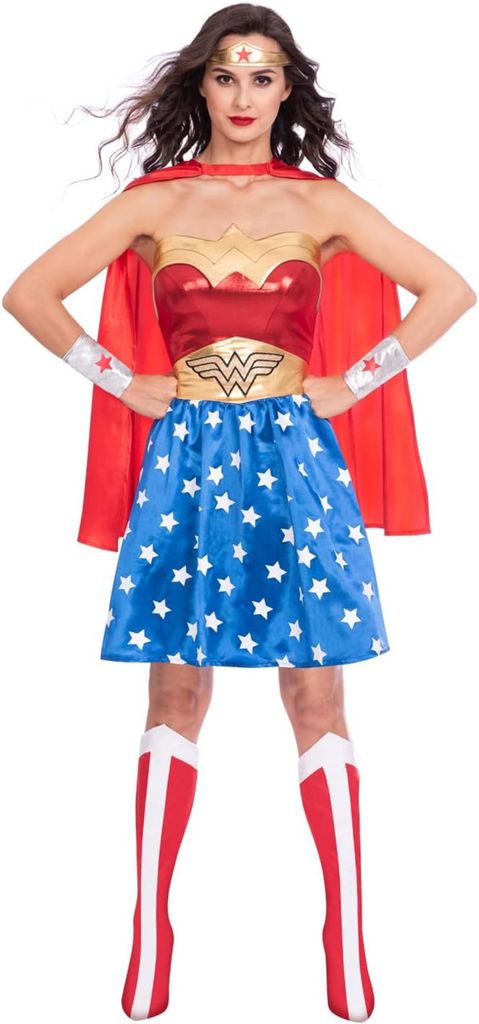 amscan Wonder Woman Kleid Kostüm für Damen Größe L Fasching Produktbild 
