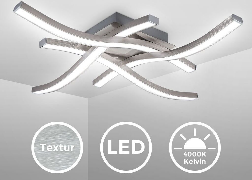 Deckenleuchte 42,5x42,5 cm - 17,2W, 1800lm, LED, neutralweiß, matt-nickel