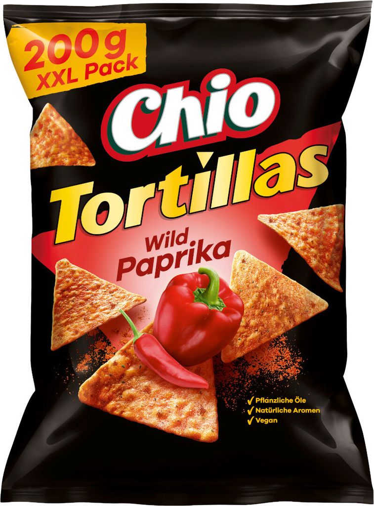 Chio Tortillas Chips Wild Paprika Mais-Snack mit Paprika 200g