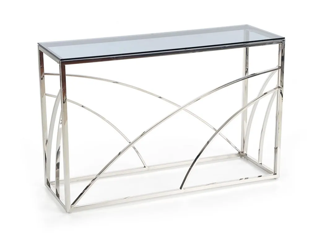 Console en verre trempé design KN-5 plateau transparent et robuste