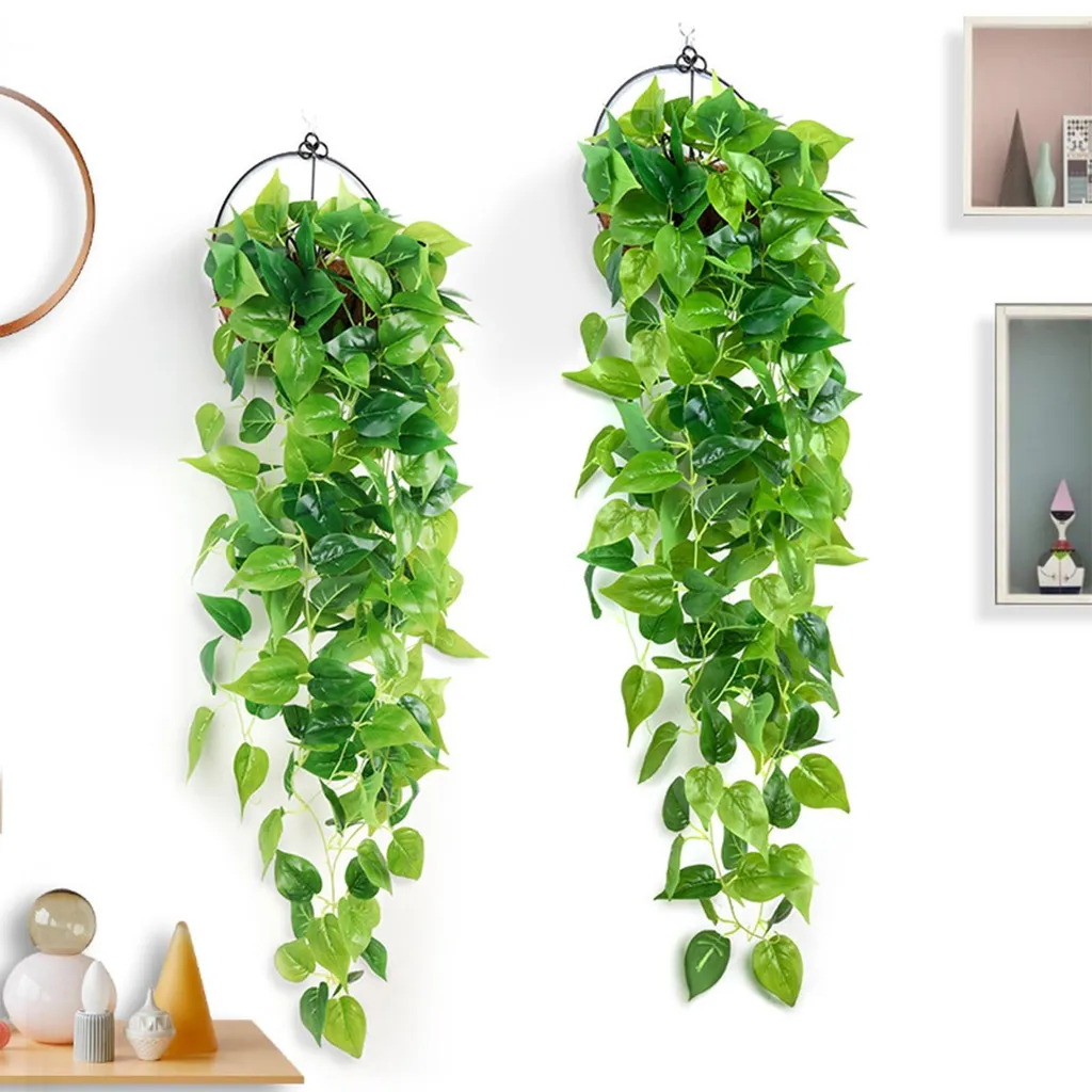 Décoration Murale Végétale : 2 Plantes Suspendues 110 cm pour Balcon et Salon