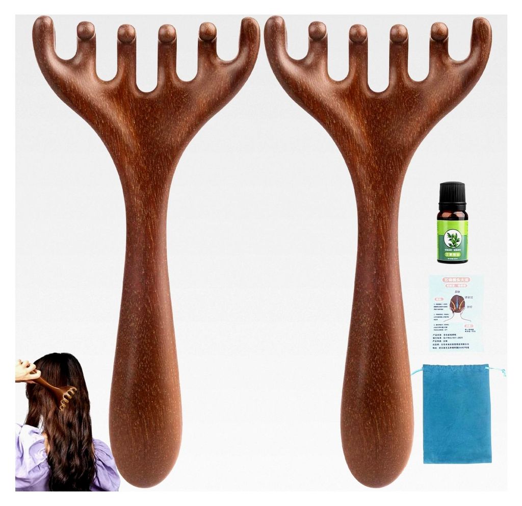 Kopfhaarmassagegerät, 2 Stück Holz Kopfhaut Massagebürste für entspannende Kopfhautpflege, ideal für Mutter, Schwester und Freund