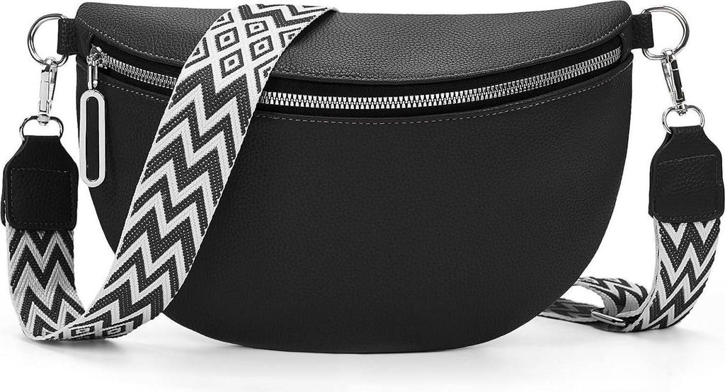 Damen Leder Bauchtasche mit Crossbody Bag und breitem Gurt, Produktbild 