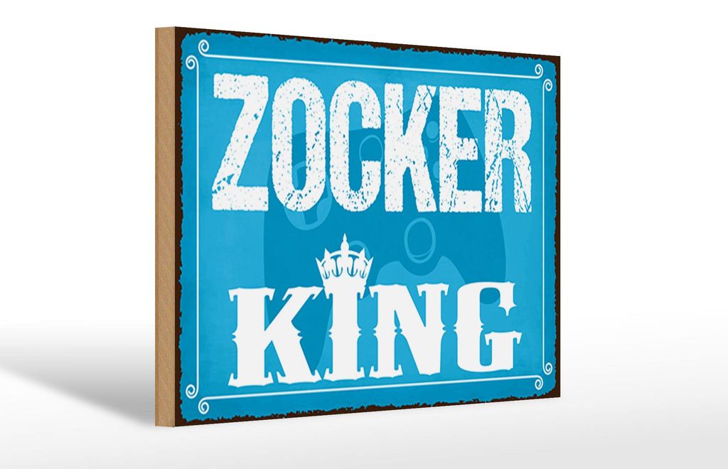 Holzschild Spruch 30x20cm Zocker King Controller Produktbild 