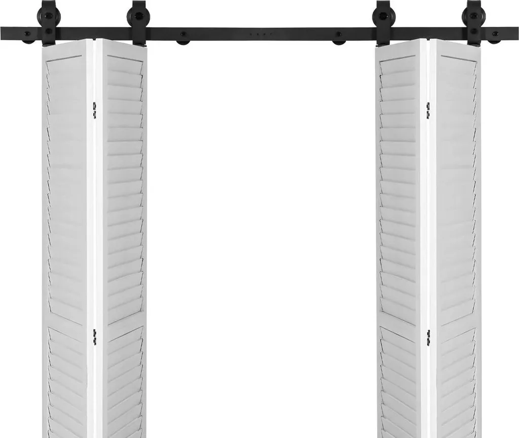 Rail coulissant 60 po en acier noir pour quatre portes pliantes de 14 po