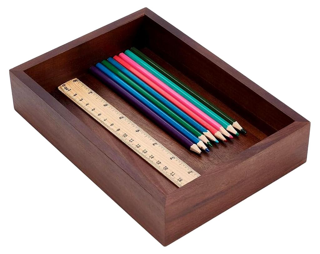 Schreibtisch Organizer aus Holz, rechteckig, Briefablage für Büro, Desktop Organizer, braun, Vintage Holz, Papierablage, Zeitschriftenhalter, Abl...