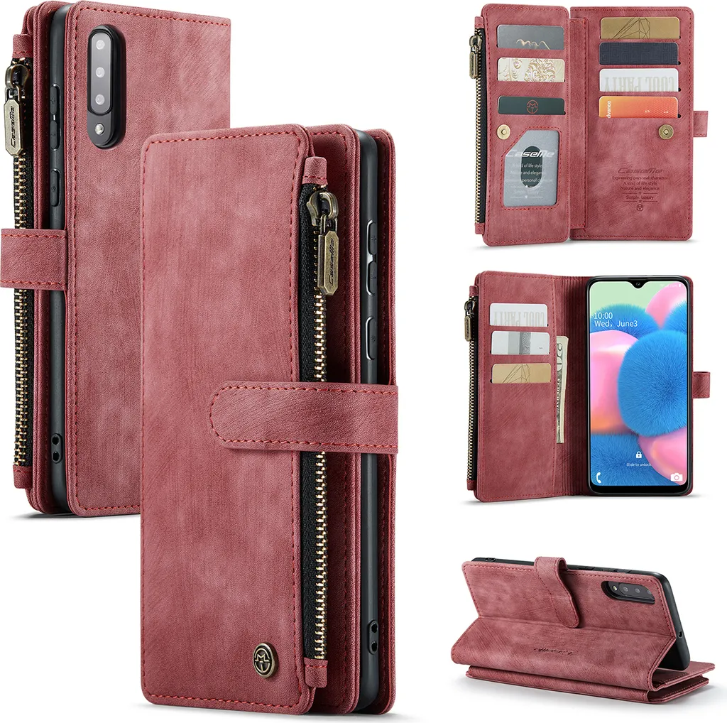 OFFERTA: Custodia Galaxy A50 Rosso - Portafoglio, Zip e Stand in Uno!