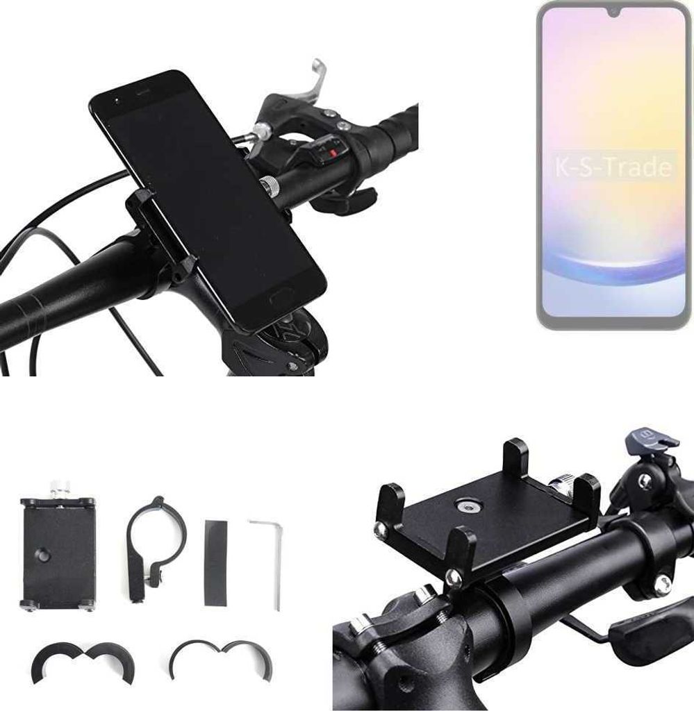 K-S-Trade Handyhalterung für das Fahrrad kompatibel mit Samsung Galaxy A25 5G Halter Lenkstange Fahrradhalterung Motorrad Bike Mount Befestigung