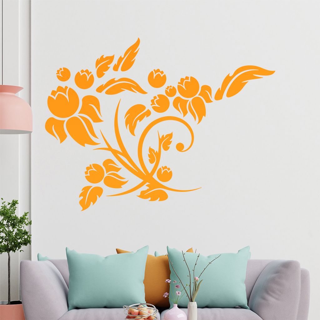 Tribal Ranke Blume Wandtattoo in 6 Größen - Wandaufkleber Wall Sticker - Dekoration, Küche, Wohnzimmer, Schlafzimmer, Badezimmer