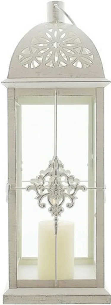Lanterne Métal Blanche 39cm : Éclairage de Jardin Sans Vent ni Risque - 2