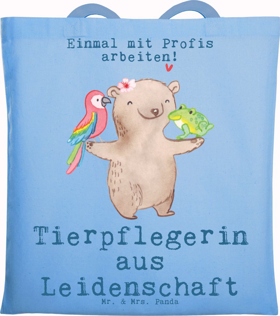 Mr. & Mrs. Panda totebag Tierpflegerin Leidenschaft - Sky Blue - Geschenk, Tote Bag, Tasche, stoff shopper, Uni, Einkaufstasche, Shopping