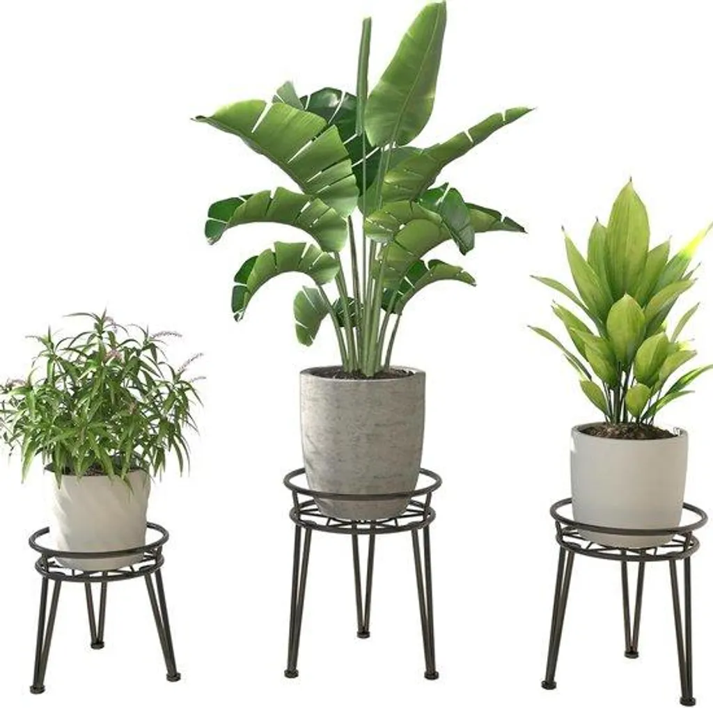 Étagère plante pour balcon et salon, support pot de fleur métal noir 3x