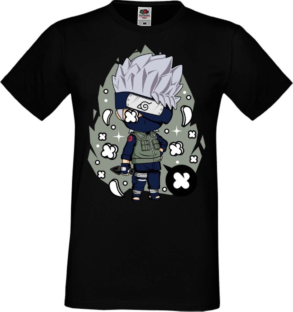 Herren T-Shirt Anime Manga Naruto Kakashi 01 Hatake, Man L / Schwarz
