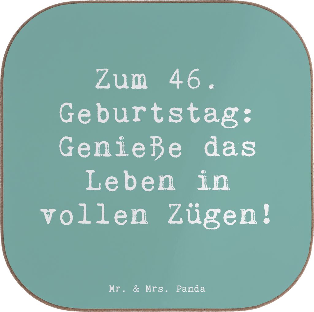 Mr. & Mrs. Panda unterleger Spruch 46. Geburtstag Lebensfreude - Meeresbrise - Geschenk, Erfahrungen, Überraschungen, Coaster, Tassenuntersetzer, ...