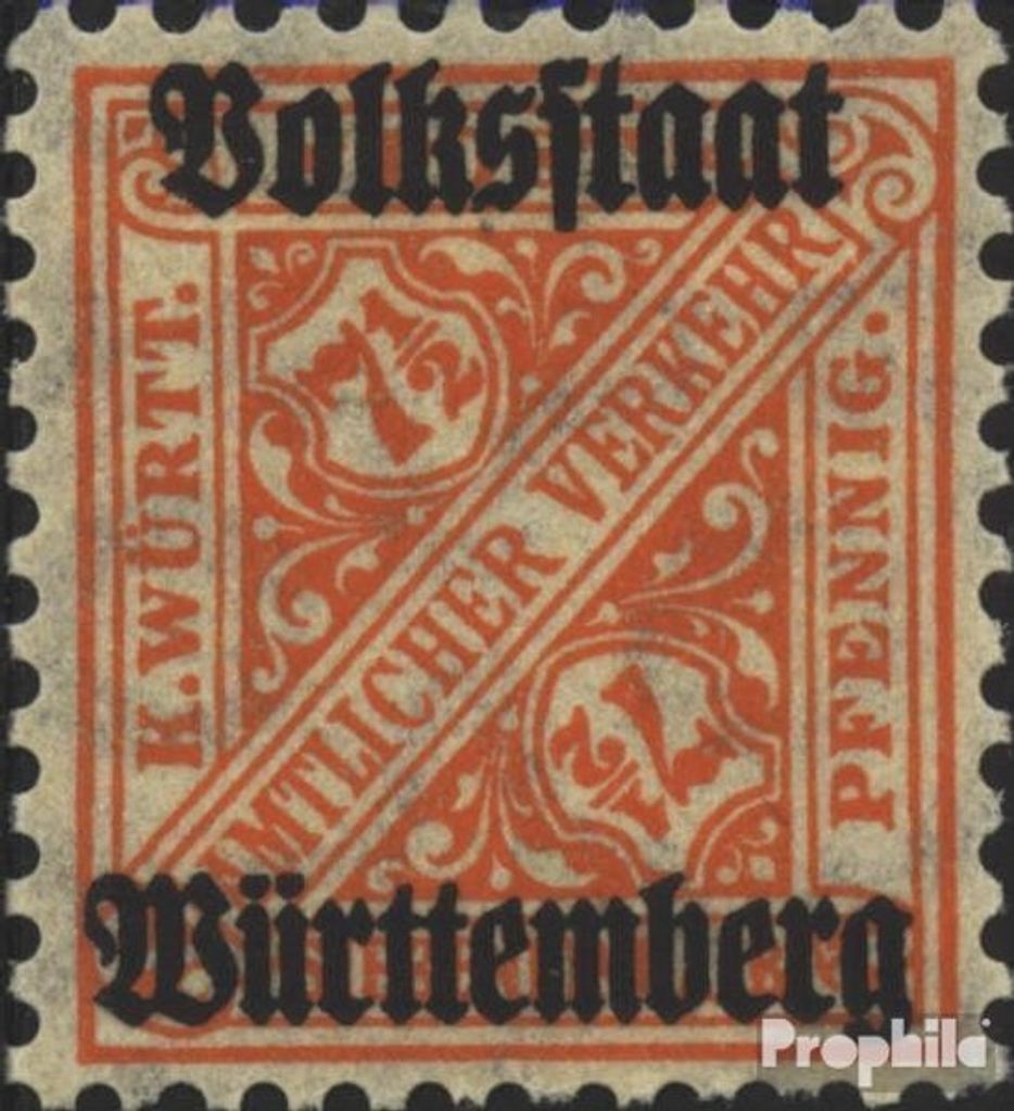 Briefmarken Württemberg 1919 Mi D261 postfrisch Ziffern in Schildern