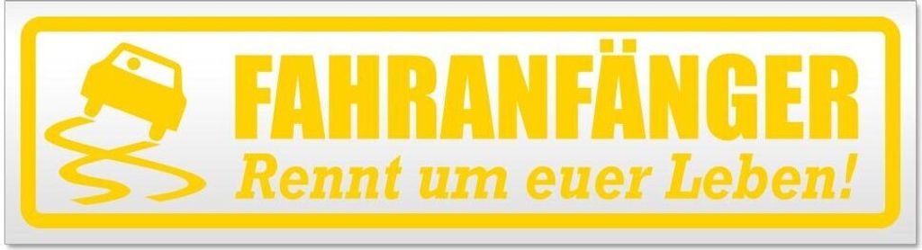 Kiwistar Fahranfänger rennt Leben V2 Magnetschild Schild magnetisch - 30cm Gelb - Magnetfolie für Auto PKW Kfz