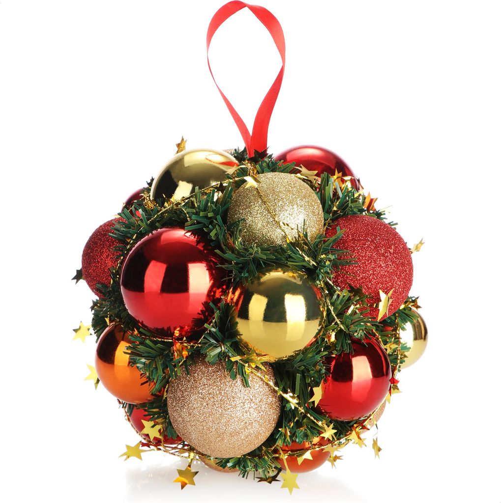 COM-FOUR Weihnachts-Hänger für die Weihnachtsdeko, Christbaumhänger als winterlicher Dekoartikel, Anhänger mit bunt glitzernden Christbaumkugeln