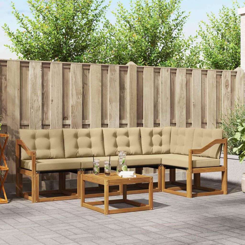 "SALE 2026"Outdoor-Sofagarnitur - CLORIS - Balkonmöbe/Sitzgruppe - mit Kissen 6 pcs - Moderne Design - Natur und Beige - Gartensofas NeuMöbel538340