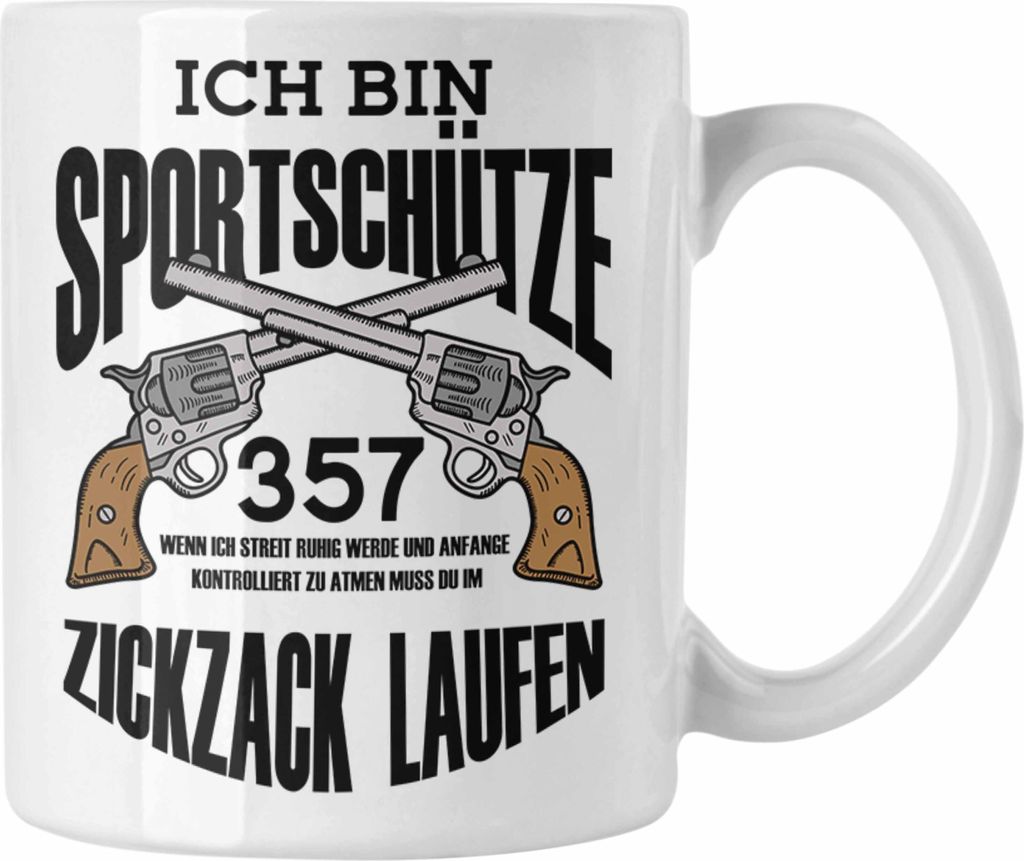 Trendation - Lustige Schießen-Tasse für Sportschützen Geschenk (Weiß)