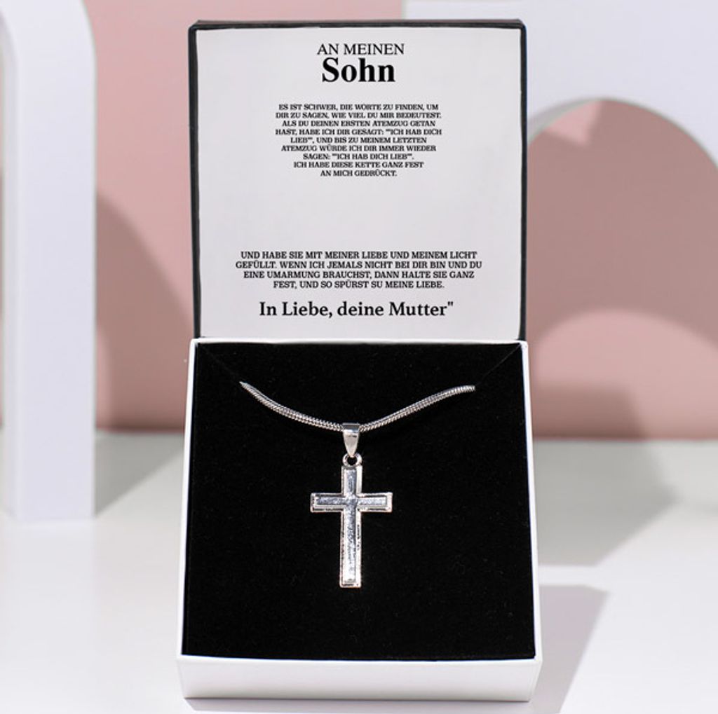 Halskette mit Kreuz-Anhänger - An meinen Sohn - Kette für Produktbild 