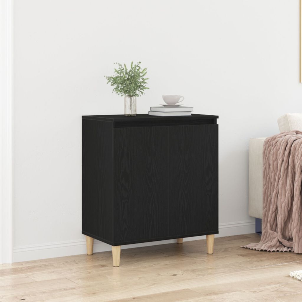 Möbel Sideboard Schwarz Eiche 60x35x70 cm aus Ingenieurholz - Kommoden 862593
