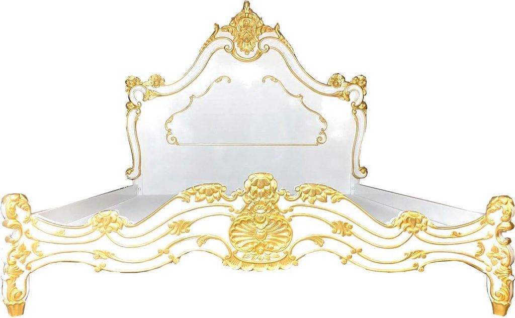 Casa Padrino Luxus Barock Doppelbett Weiß / Gold - Edles Produktbild 