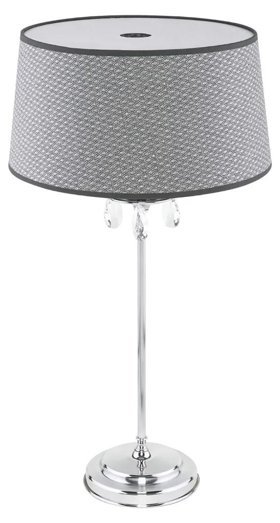 Lampe de table EGIDA Jupiter chromée grise 1xE27 abat-jour tissu 65cm
