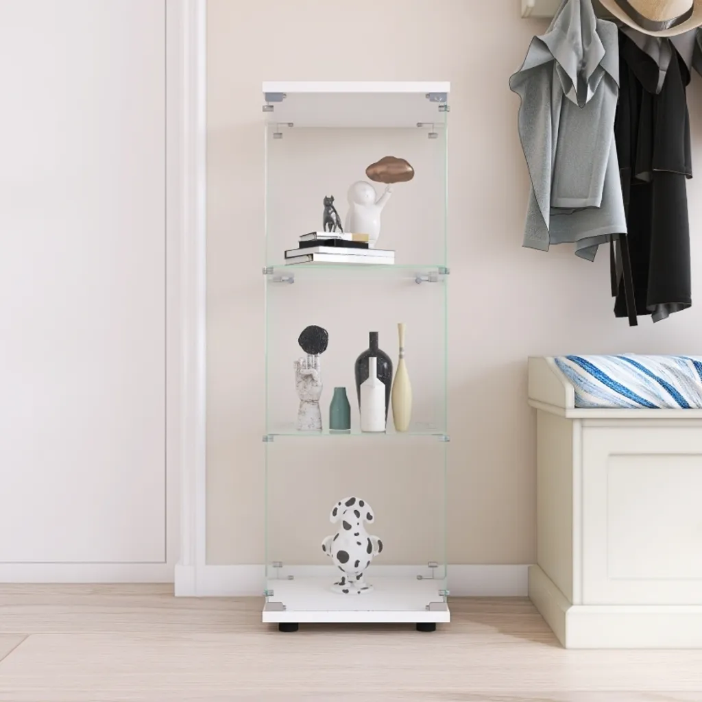 CDGlobal Vitrine en Verre Blanche 4 Niveaux pour Collection 163cm