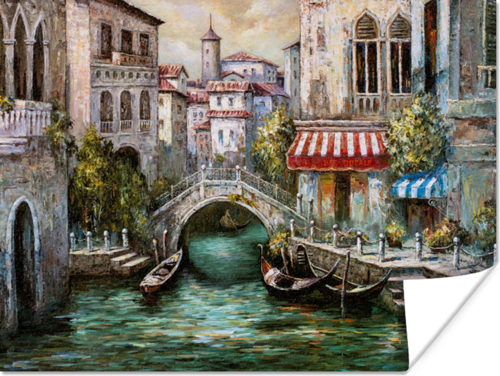 MuchoWow Poster Gemälde - Öl - Wasser - Graben - Italien 80x60 cm - Kunst für zu Hause