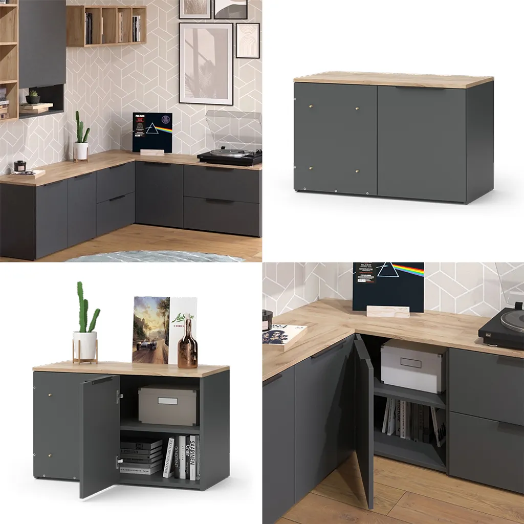 Commode d'angle Vicco Wido Anthracite 80 cm Meuble de Rangement Bas - 8