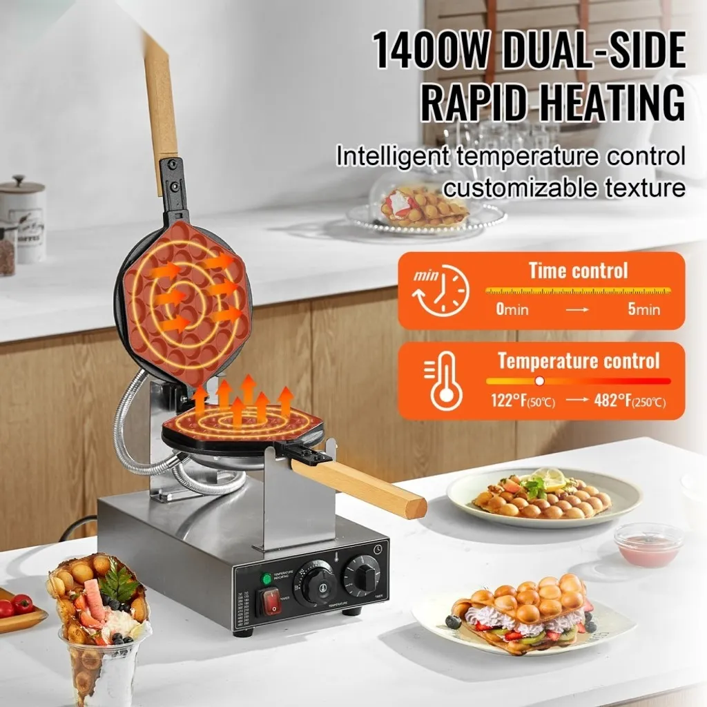 Gaufrier Bubble Waffle Maker 1400W avec Température Réglable 250°C - 2