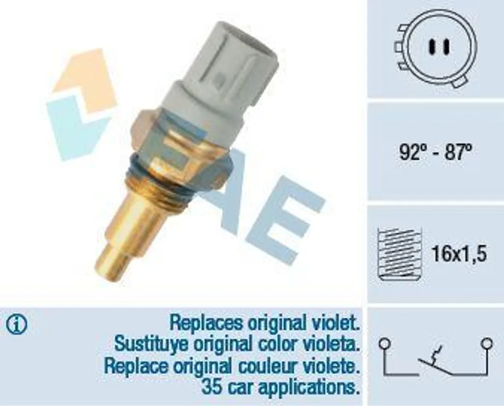 Sensore Ventola Radiatore FAE 36390 - Compatibile Honda Accord/Prelude