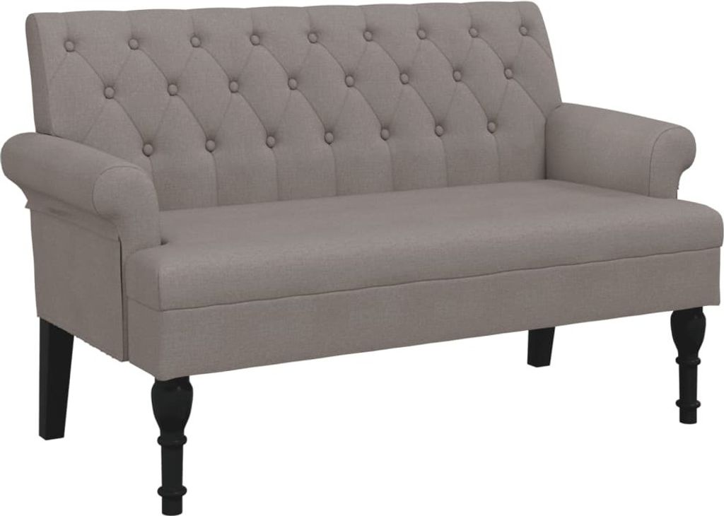 Sitzbank mit Rückenlehne Taupe 120x62x75,5 cm Stoff