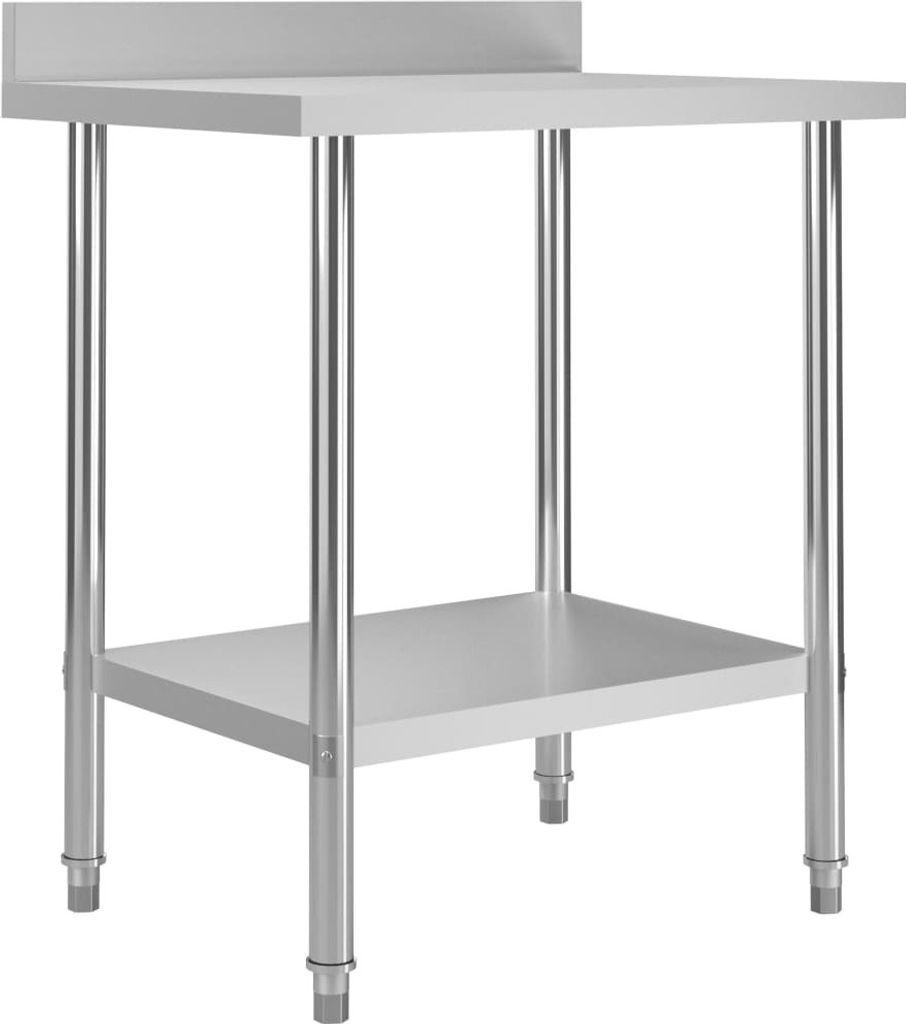 Küchen-Arbeitstisch mit Aufkantung 80 x 60 x 93 cm Edelstahl