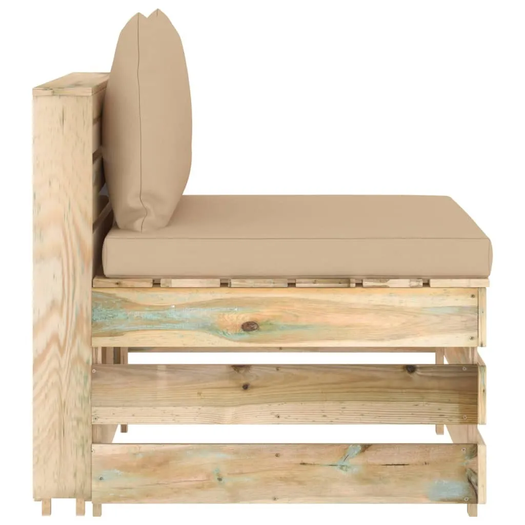 Offerta Divano Centrale Outdoor Legno Impregnato e Cuscini Soft - 2