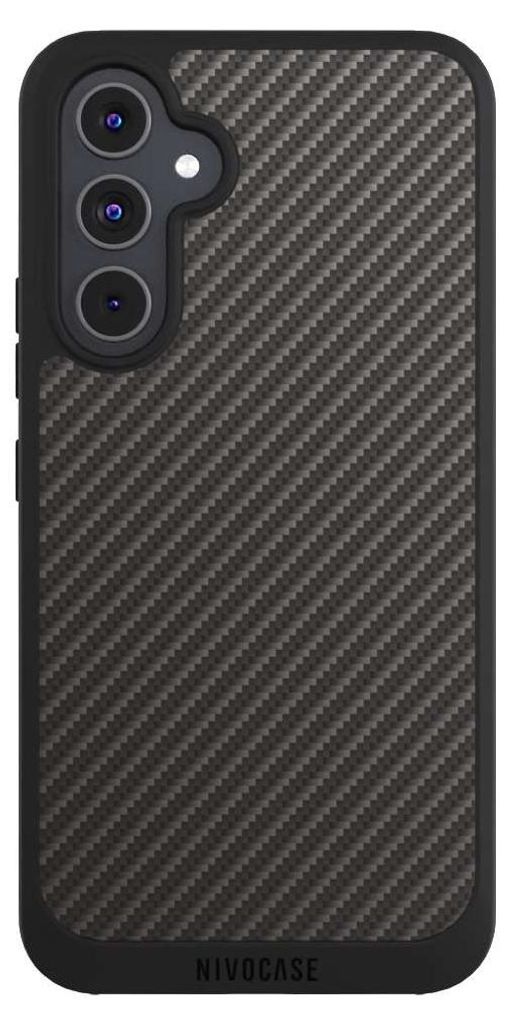 NIVOCASE Handyhülle für Samsung Galaxy A54 5G Hülle NIVOpure Case Schwarz Carbon Metallic Look Muster
