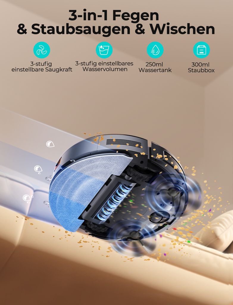Airzeen Saugroboter mit Wischfunktion , 3in1 Produktbild 2