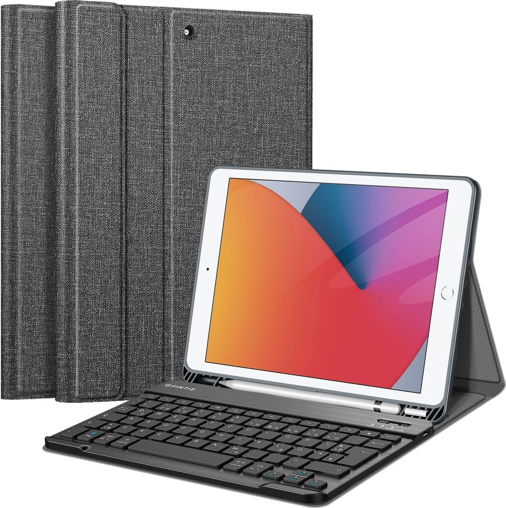 Fintie Tastatur Hülle für iPad 10.2 Zoll (9/8/ 7 Generation - 2021/2020/2019), Schutzhülle mit TPU Rückschale, Pencil Halter und magnetisch Abn...