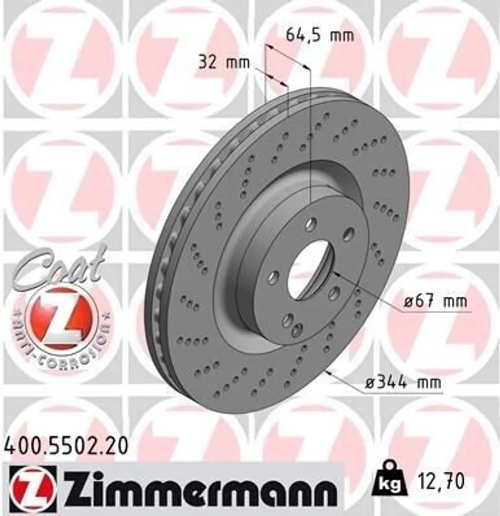 Disque de frein haute performance Zimmermann 400.5502.20 traité Coat Z