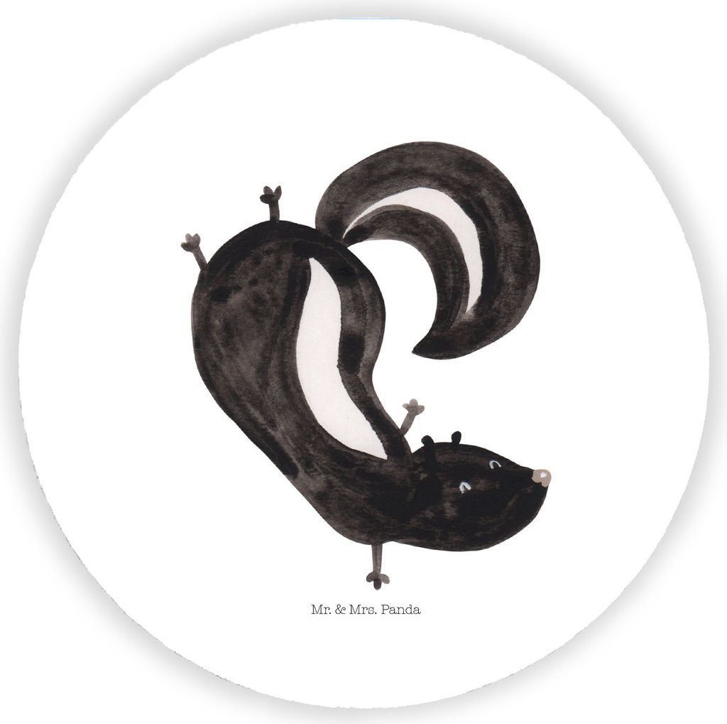 Mr. & Mrs. Panda Rund Magnet Stinktier Handstand - Weiß - Geschenk, Spielplatz, Stinker, pinnwand, Wildtier, Skunk, für kühlschrank, Raubtier, w...