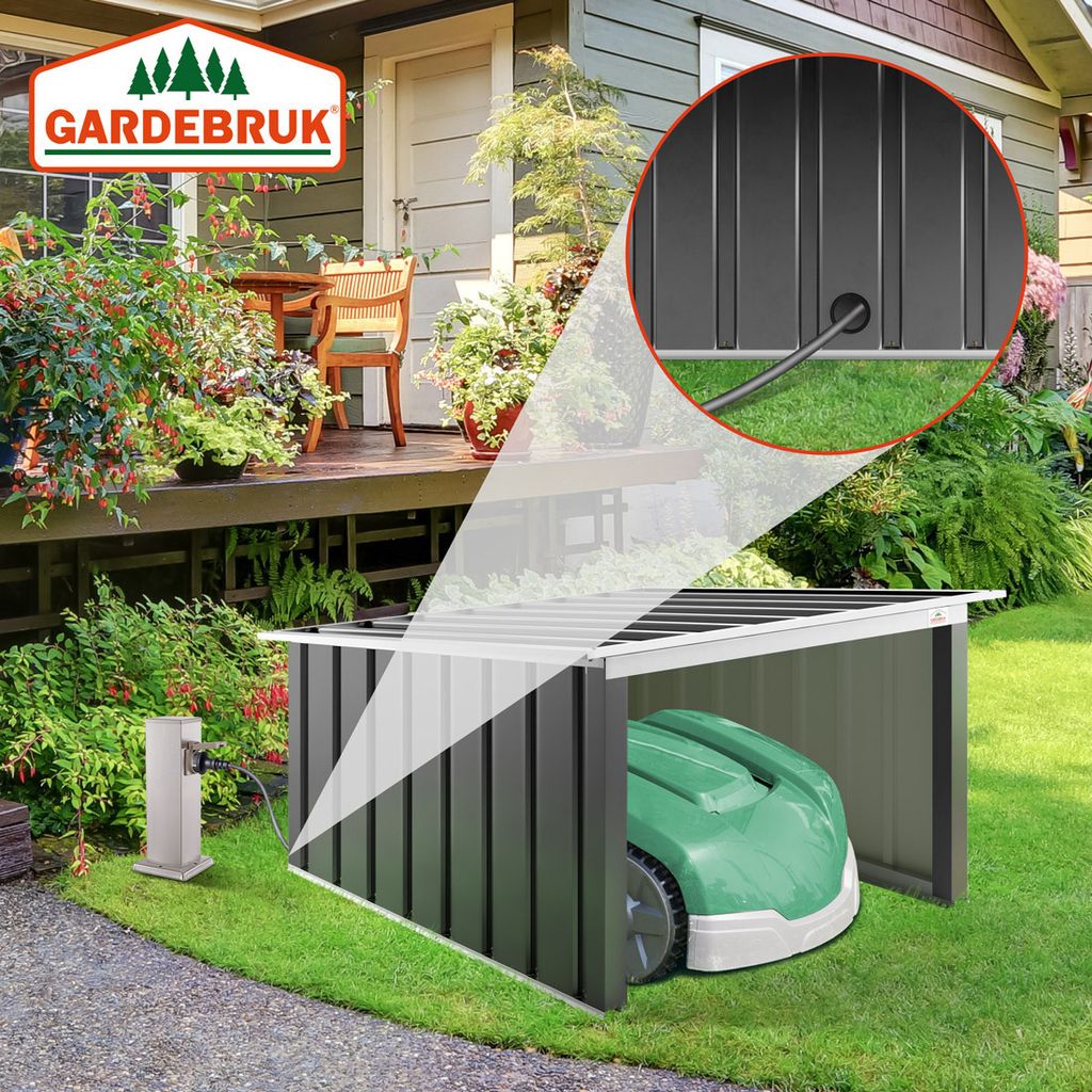 GARDEBRUK® Mähroboter Garage Metall Wetterbeständig Produktbild 3